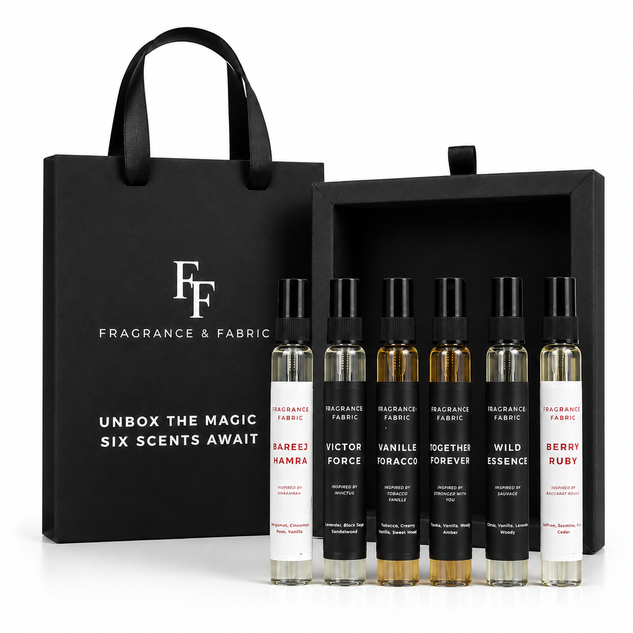 Fragrance & Fabric Pour Homme Men Set Of 6 Bottles x 10 ml