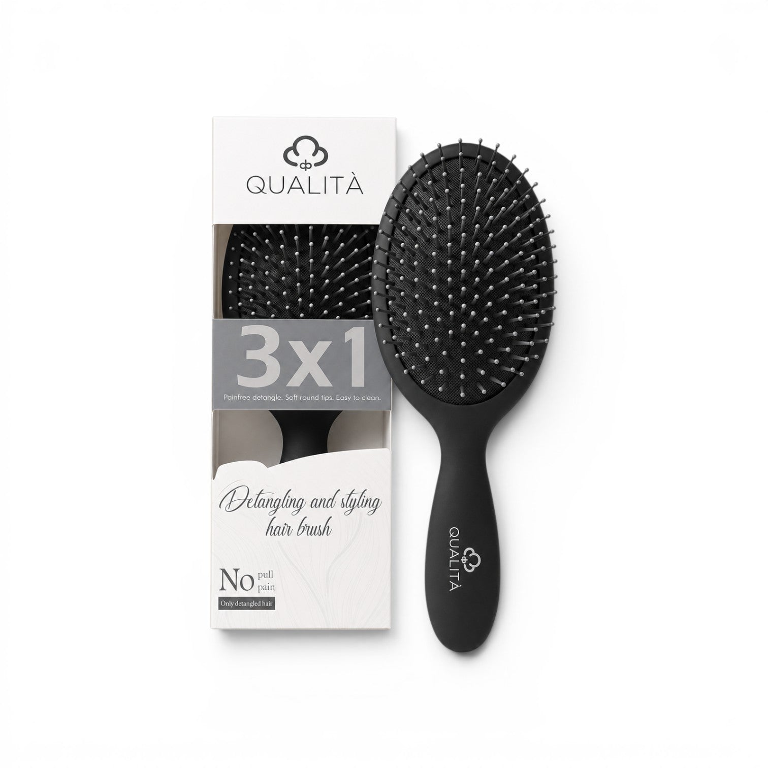 Qualita detangling and styling Hair Brush 3X1
