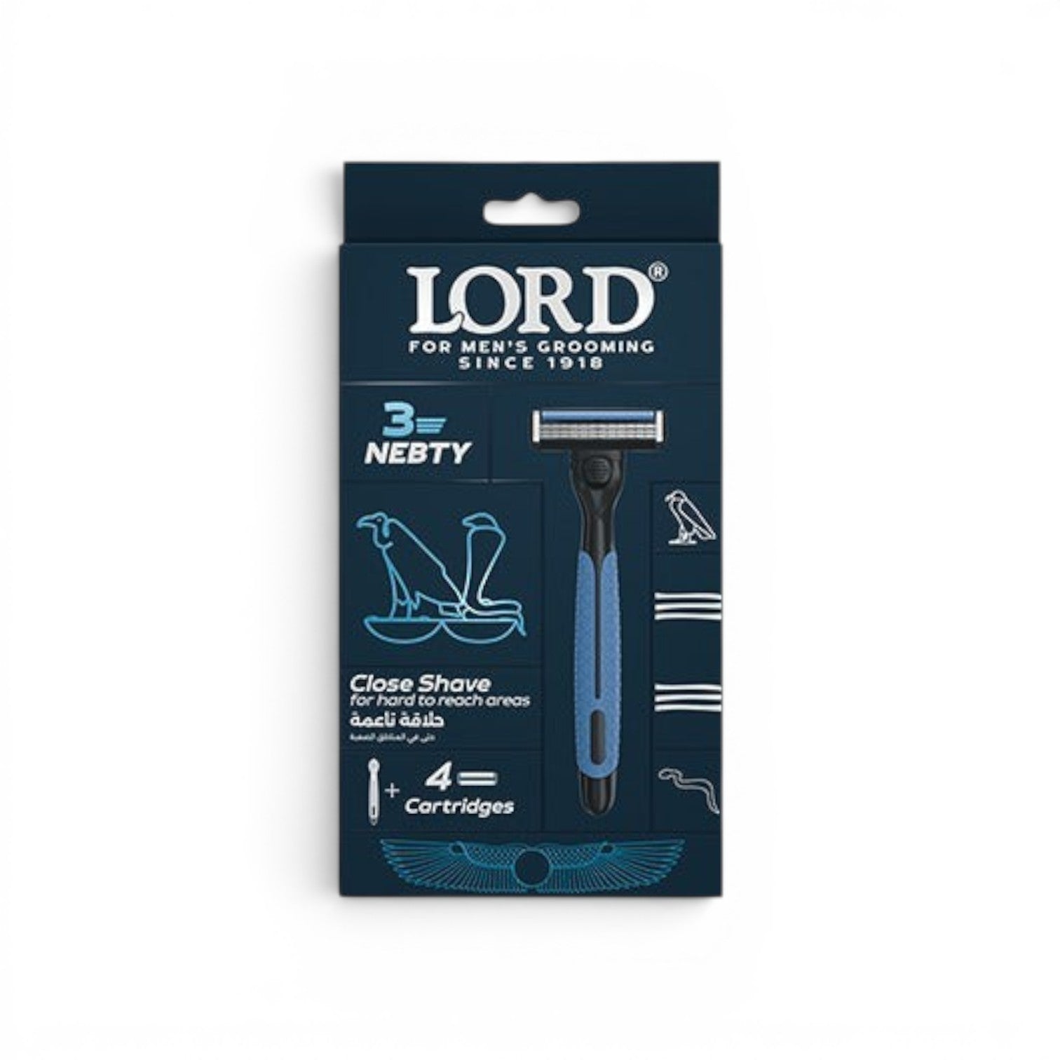 LORD Nebty 3 Blade Men’s Razor – Handle + 4 Triple-Blade Cartridges