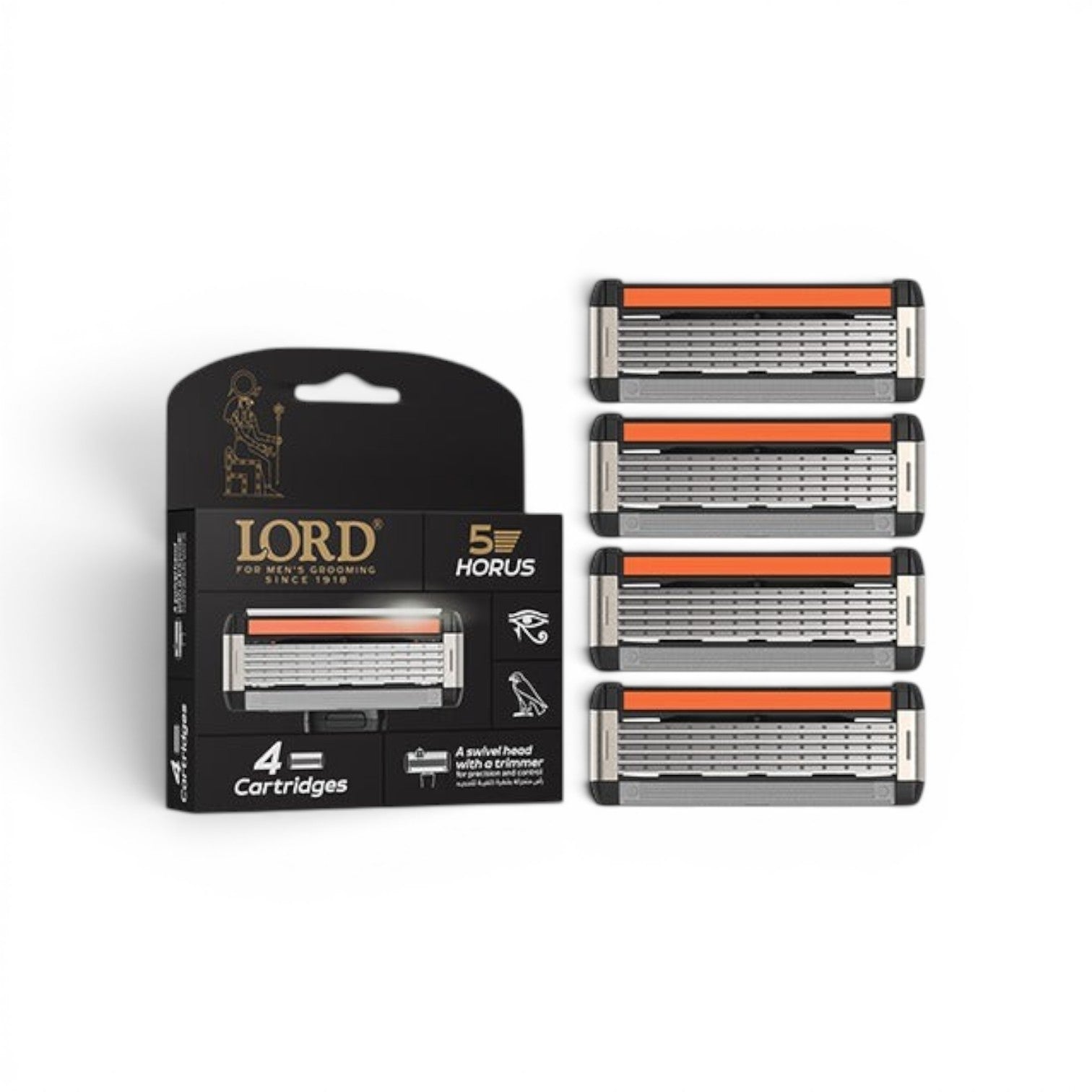 LORD Horus 5 Blade Razor Refills – 4 Cartridges for Smooth, Close Shave