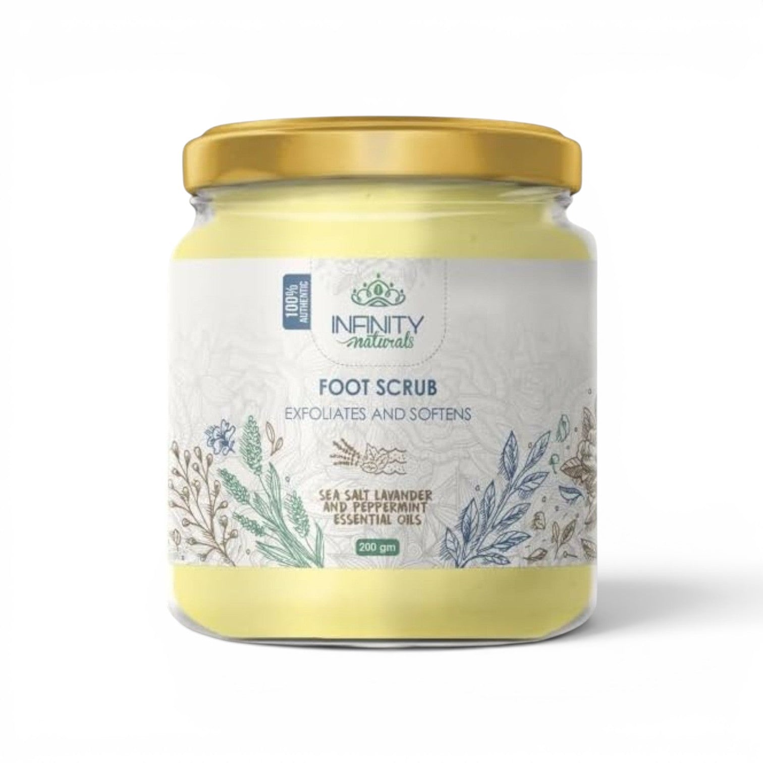 Infinity Natural Foot Scrub Sea Salt Lavender & Peppermint Essential Oils 200 gm