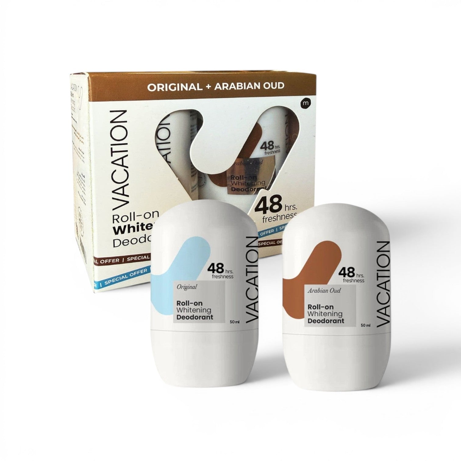Vacation Roll-On Whitening Deodorant (Offer 1+1) Original + Arabian Oud 50 ml