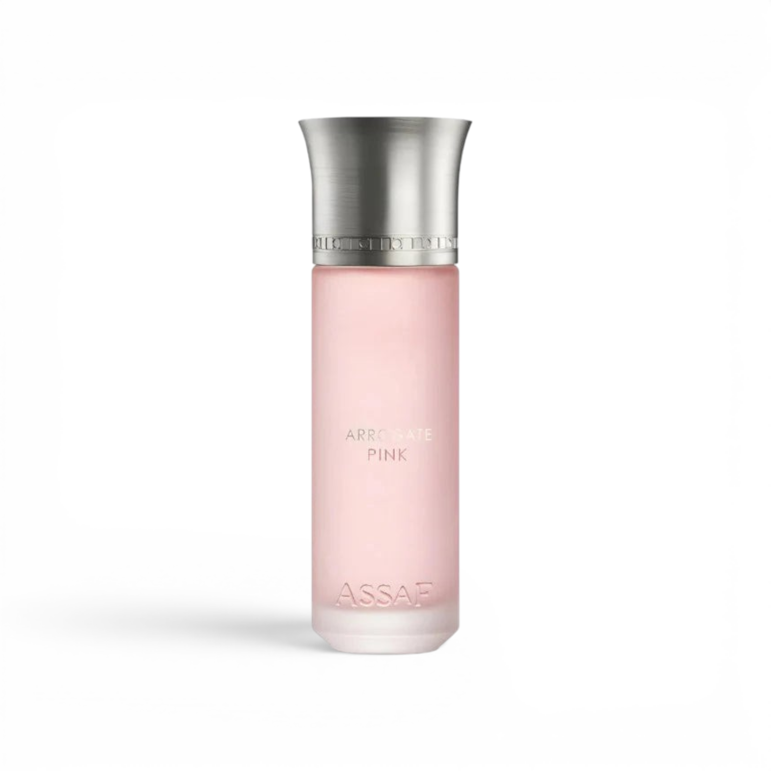 likemoon.shop ASSAF Arrogate Pink eau de parfum for women in a tall frosted glass bottle with a silver cap