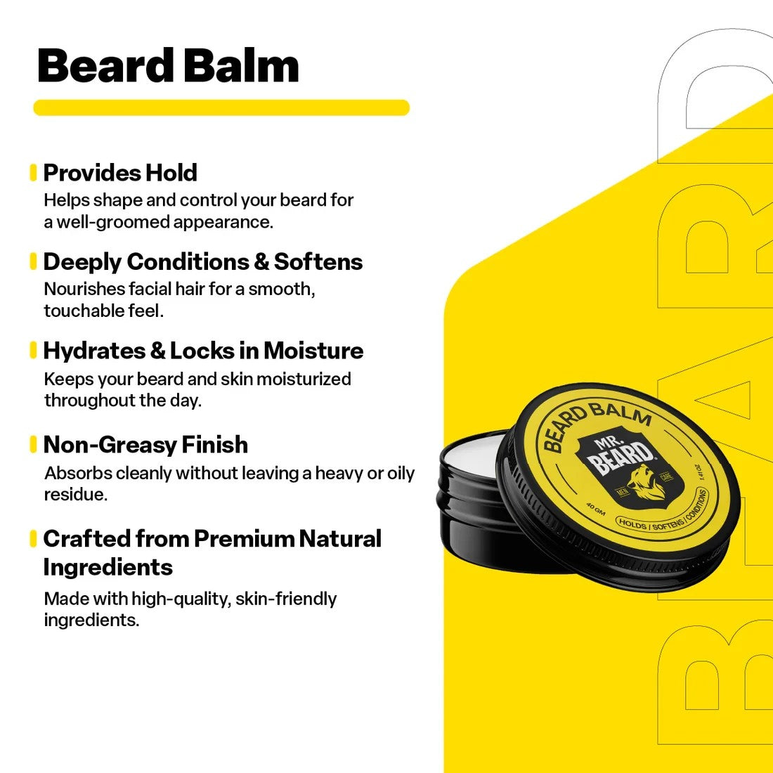 likemoon.shop The Wolf Pack Kit beard balm in a black tin with yellow branding for grooming and conditioning