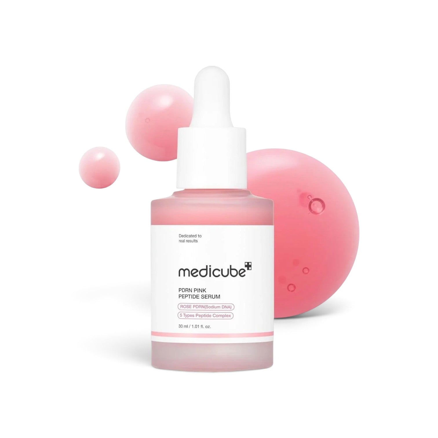 likemoon.shop Medicube PDRN Pink Peptide anti-aging serum in a 30ml glass bottle with a white dropper cap