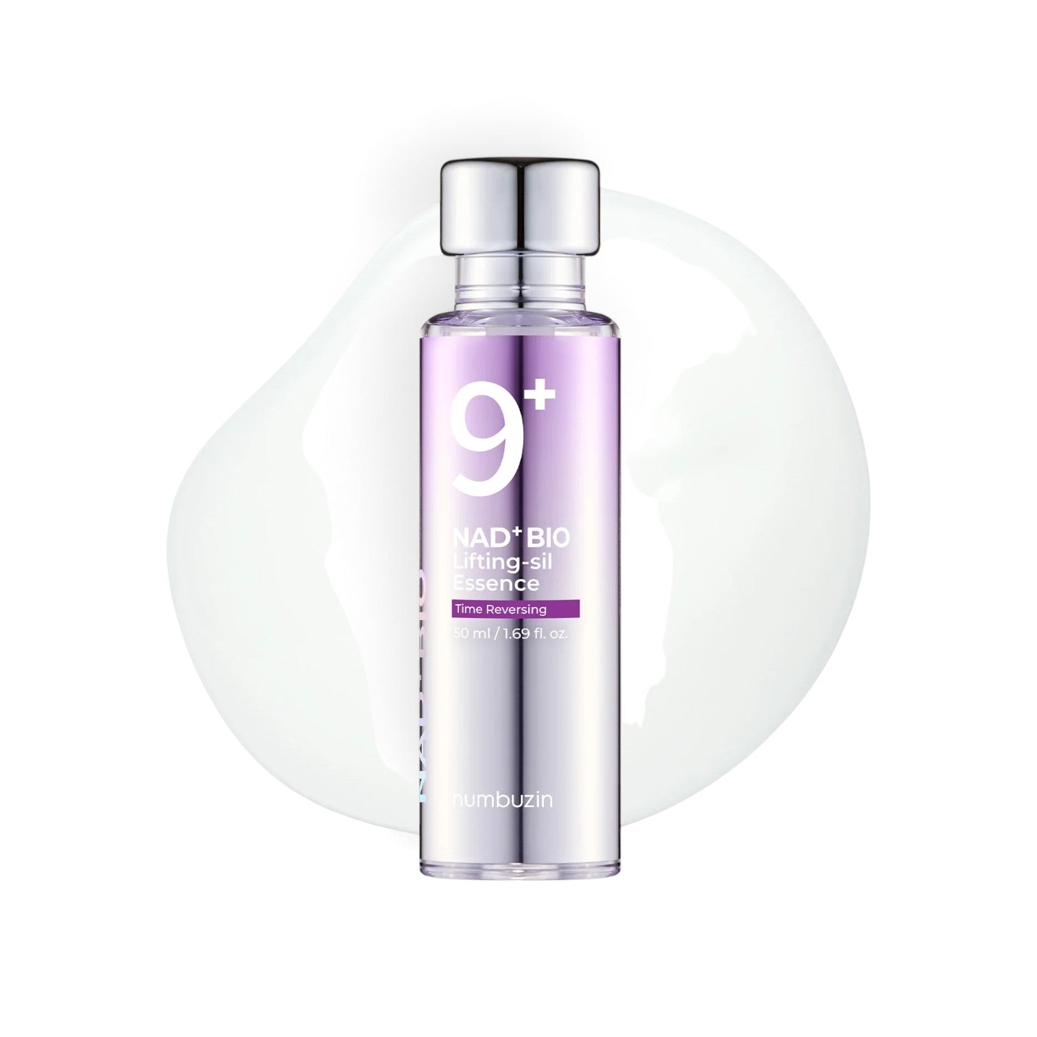 likemoon.shop NUMBUZIN No.9 NAD Bio Lifting Essence in a 50ml purple gradient bottle with a silver cap