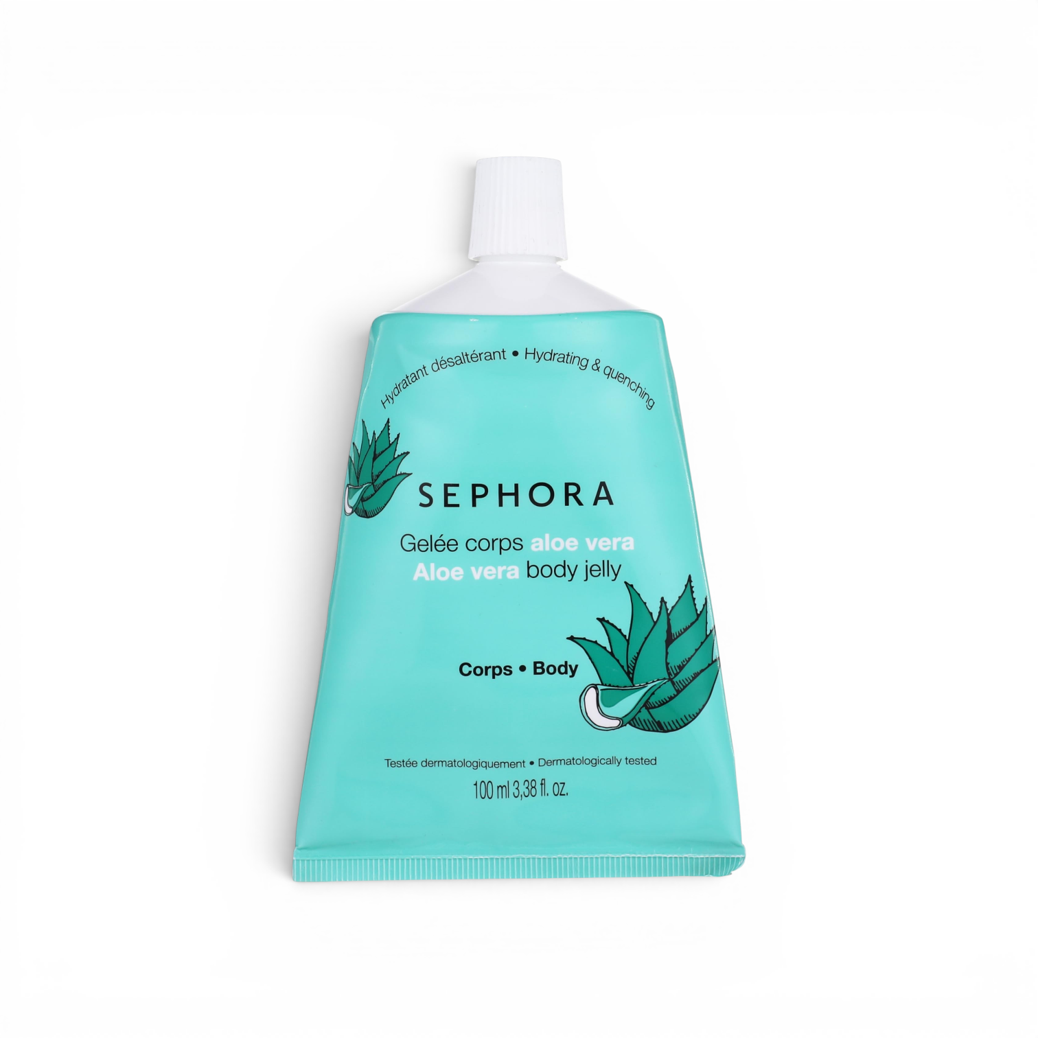 likemoon.shop SEPHORA Aloe Vera body jelly in a 100ml turquoise squeeze tube for hydrating skin