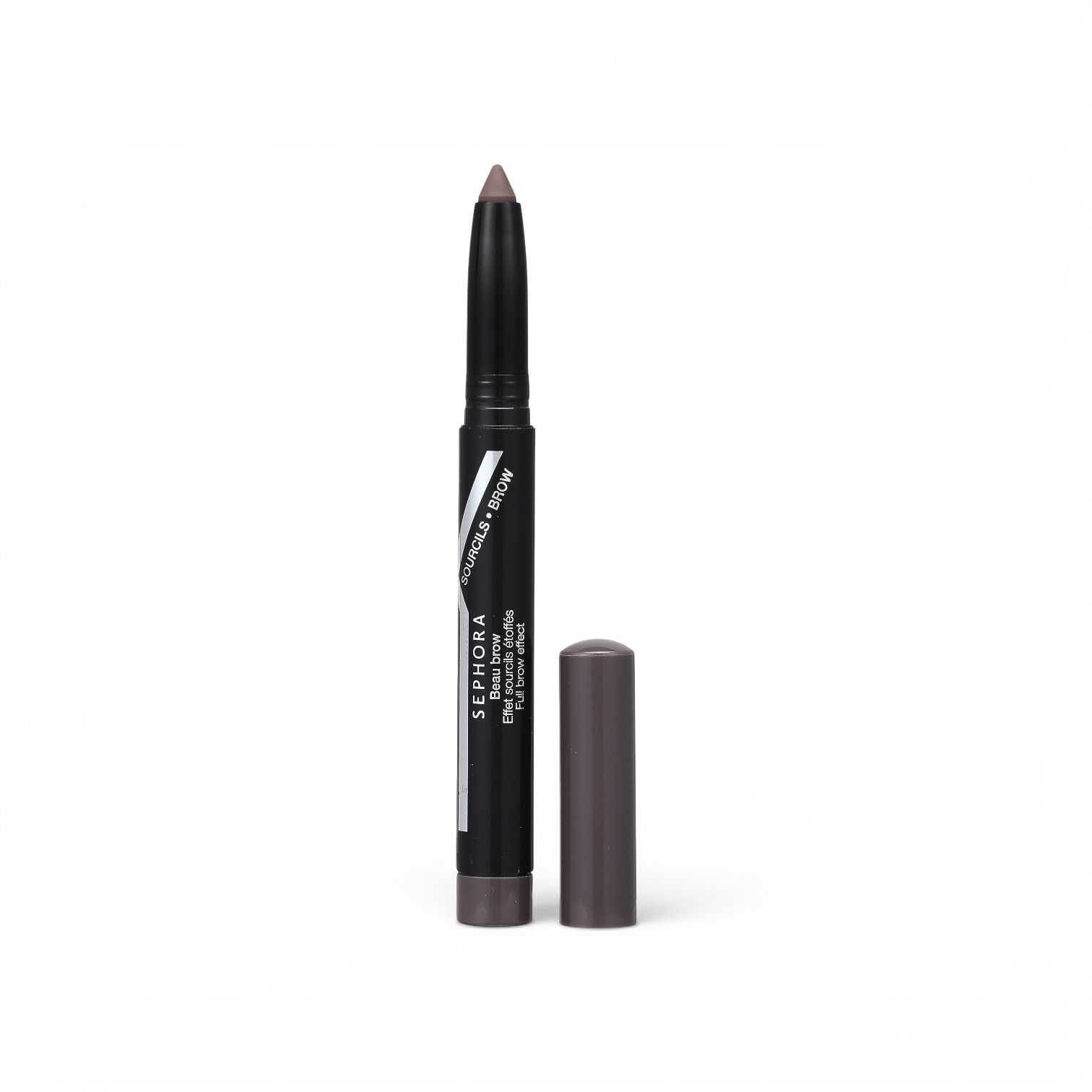 likemoon.shop SEPHORA Beau Brow Full Brow Effect pencil in 03 Universal Dark with cap removed