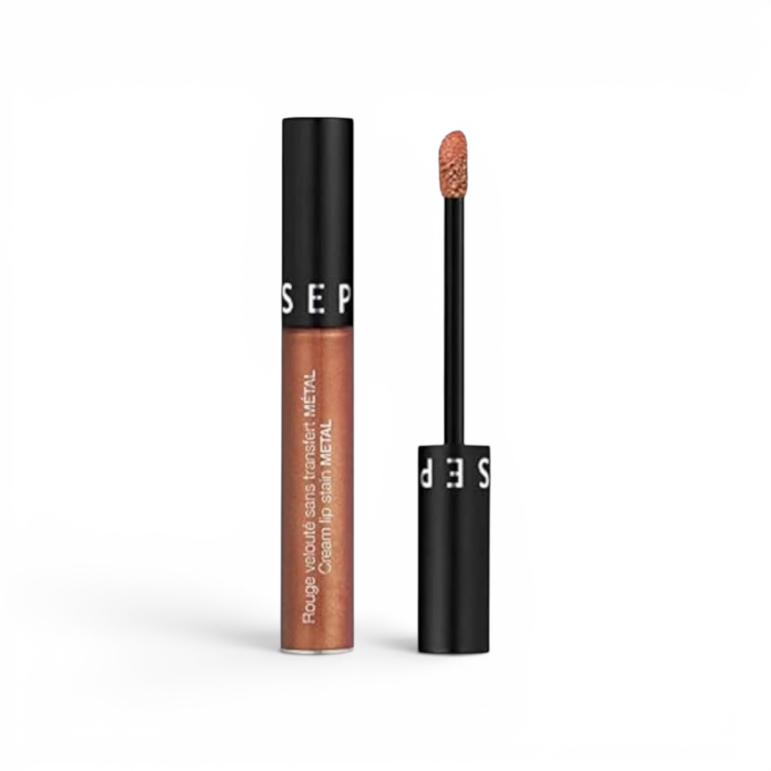 likemoon.shop SEPHORA metal lip stain in shade 59, a shimmering copper liquid lipstick with applicator wand