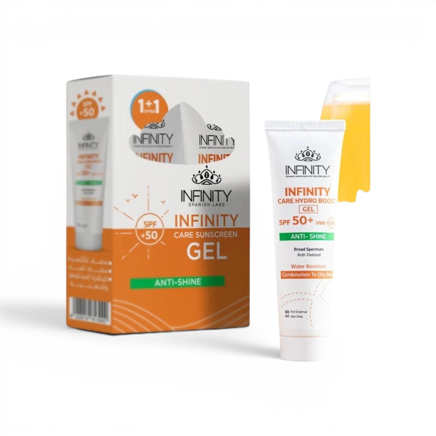 Infinity Care Hydro Boost Sunscreen Gel Anti Shine 60 ml (1+1) Offer