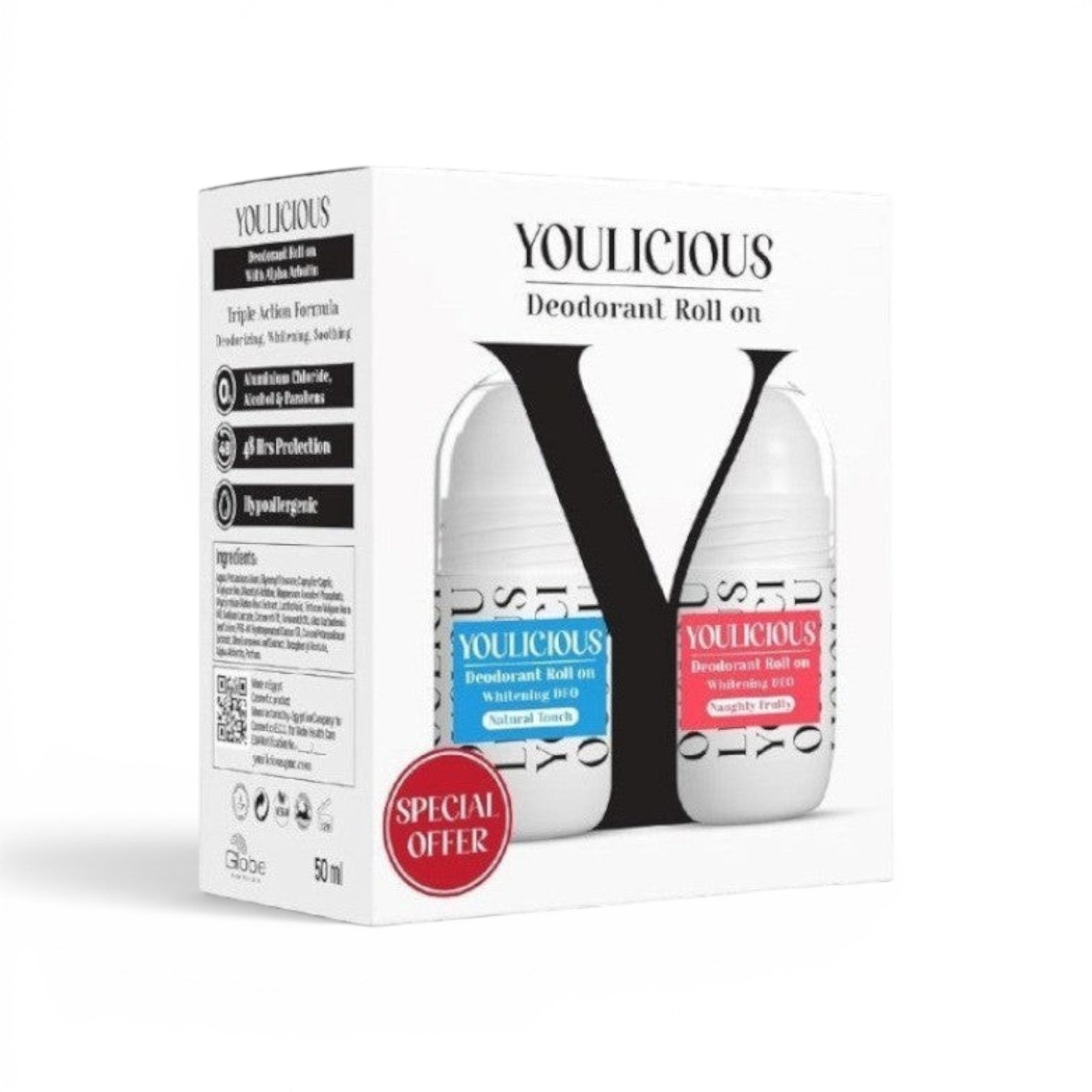 youlicious deodorant roll on(Natural Touch & Naughty Fruity)